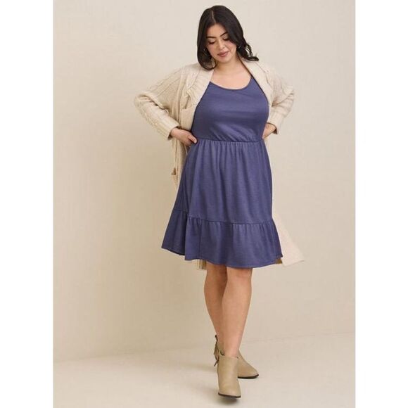 Torrid At The Knee Slub Rib Voluminous Dress Sz 5X lavender - Picture 1 of 14